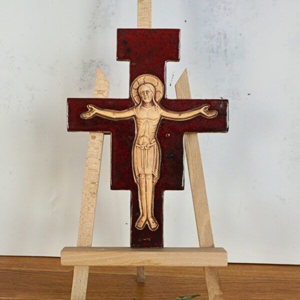 Burgundy Ceramic Cross – Franciscan Style